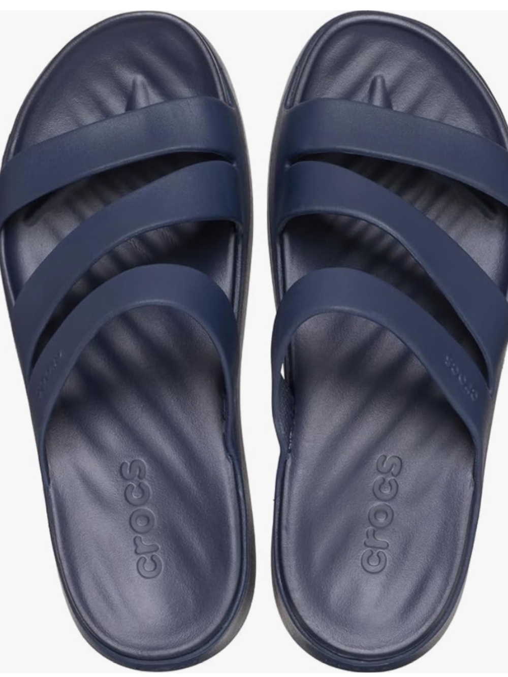 CROCS women’s / juniors getaway Navy Triple-Strap Slide Sandal size 4